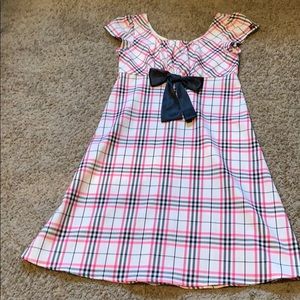 White based pink and black striped dress Japan